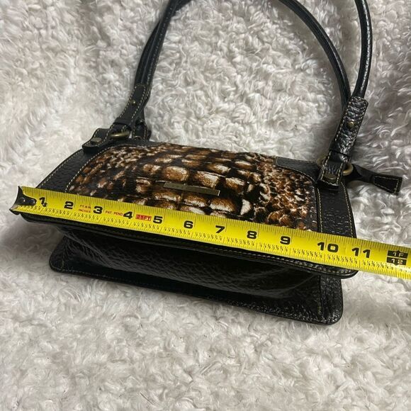 Coccinelle leather pony hair brown & beige shoulder bag with brown trim & strap - Picture 9 of 13